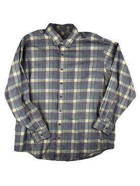 Jacob Miller XL Wool Cotton Blend Button Down Shirt Mix Plaid Yellow Red Black